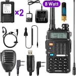  Ham Radio Walkie Talkie (UV-5R 8-Watt) UHF VHF Dual Band 2-Way Radio